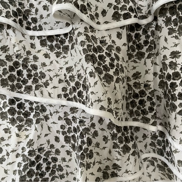 Club Monaco silk gray floral tiered skirt - Picture 4 of 11